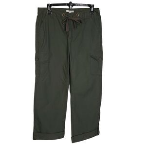 Gap Surplus Womens Roll Up Pants Size 4 Green Cargo Hiking Drawstring Ripstop